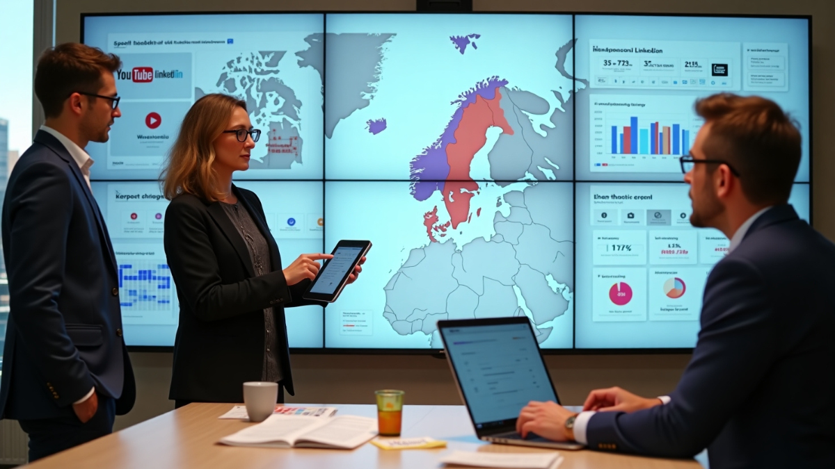 Videomarkedsføringsteam analyserer distribusjon av videoinnhold i Norge.